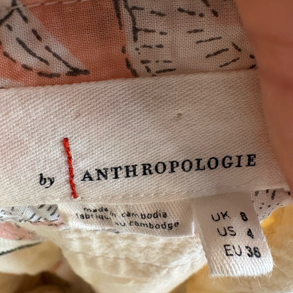Anthropologie Cream Sleeveless V-Neck Wide-Leg textured cream Jumpsuit sz 4 used - Picture 3 of 8